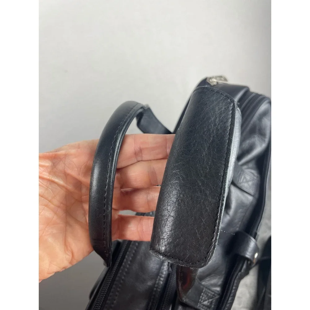 Winn International Black Genuine Napa Leather Briefcase Laptop Bag Attaché Case